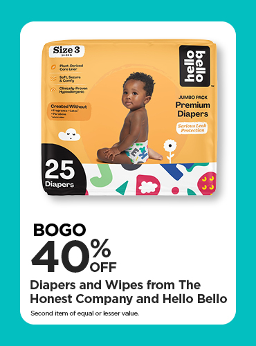 BOGO 40% Diapers and Wipes from The Honest Company and Hello Bello