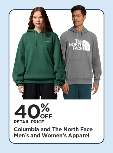40% Off Retail Price Columbia and The North Face Men's and Women's Apparel