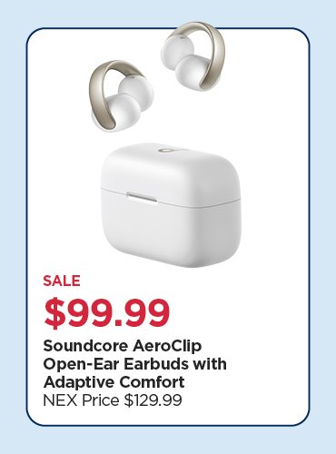 Sale New Soundcore AeroClip Open-Ear Earbuds with Adaptive Comfort