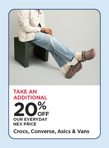 Take An Additional 20% Off Our Everyday NEX Price Crocs, Converse, Asics & Vans