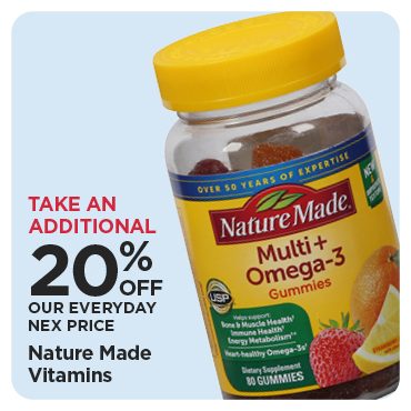 Take An Additional 20% Off Our Everyday NEX Price Nature Made Vitamins