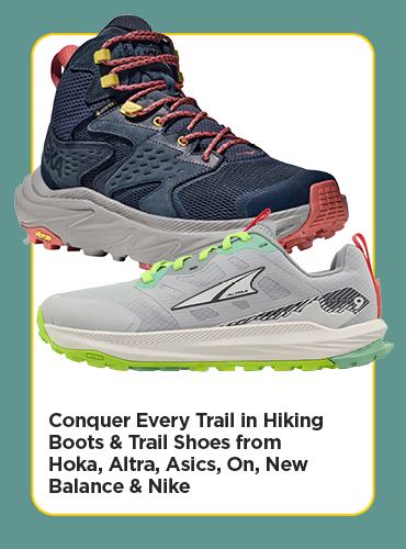 Conquer Every Trail in Hiking Boots & Trail Shoes from Hoka, Altra, Asics, On, New Balance & Nike