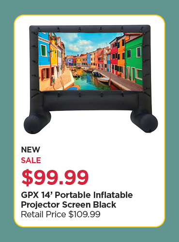 New! GPX 14' Portable Inflatable Projector Screen Black