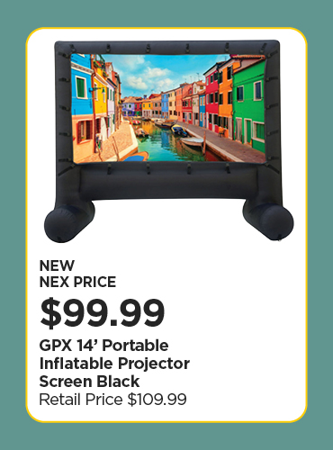 New! GPX 14' Portable Inflatable Projector Screen Black
