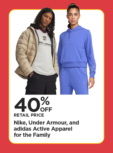 40% Off Retail Price Nike, Under Armour, and adidas Active Apparel for the Family