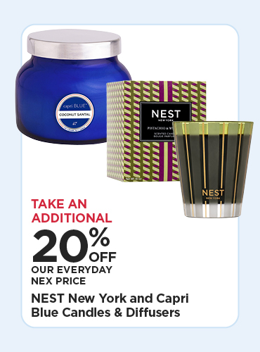 20% OFF NEST NEW YORK & CAPRI BLUE CANDLES & DIFFUSERS