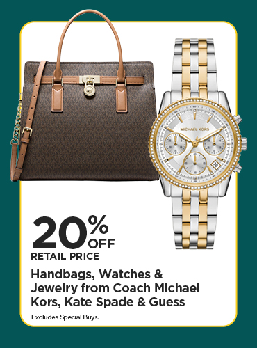 20% Off Retail Price Handbags, Watches & Jewelry from Coach Michael Kors, Kate Spade & Guess