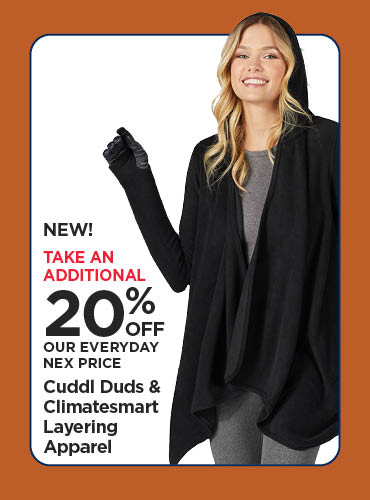 20% Off Cuddl Duds & Climatesmart Layering Apparel