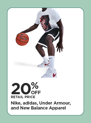 20% Off Retail Price on Nike, adidas, Under Armour, and New Balance Apparel