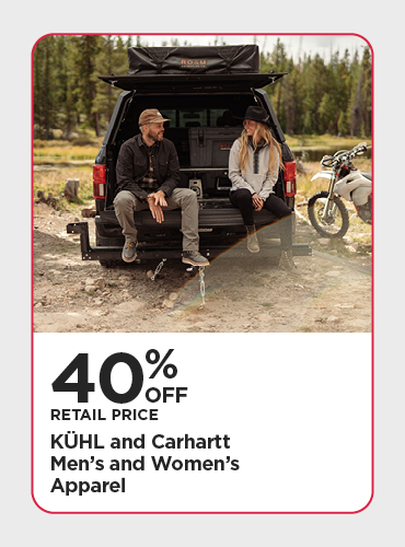 40% Off Retail Price KÜHL and Carhartt Men's and Women's Apparel
