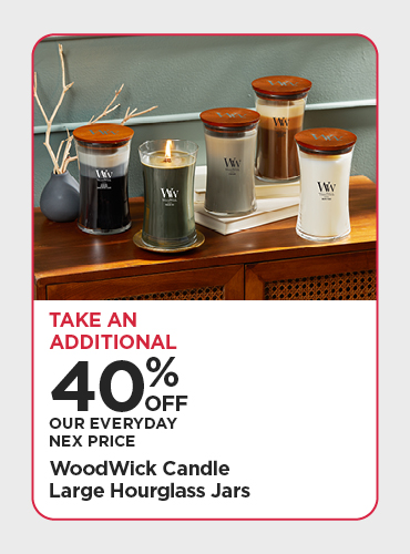 Take An Additional 40% Off Our Everyday NEX Price WoodWick Candle Large Hourglass Jars
