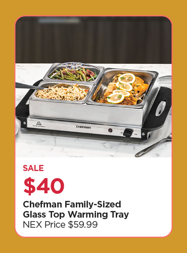 Sale $30 Chefman Family-Sized Glass Top Warming Tray