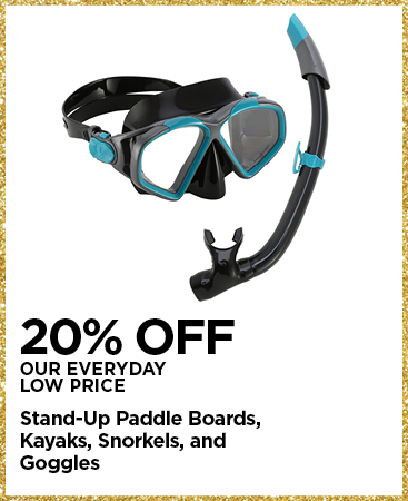 20% Off Stand-Up Paddle Boards, Kayaks, Snorkels, and Goggles
