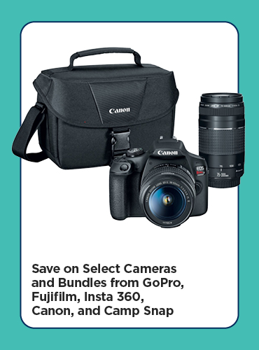Save on Select Cameras and Bundles from GoPro, Fujifilm, Insta 360, Canon, and Camp Snap