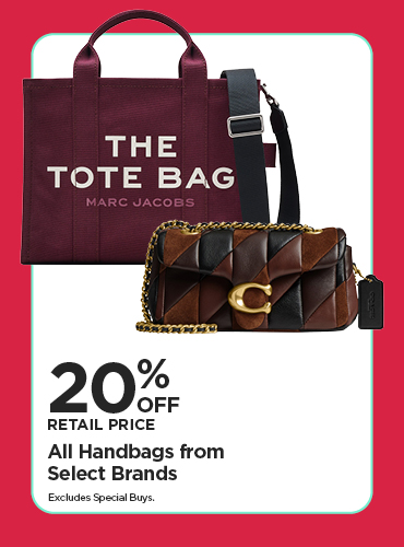 20% Off Retail Price All Handbags from Select Brands