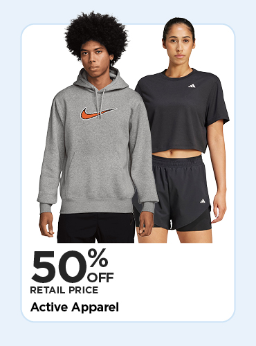 50% OFF RETAIL ACTIVE APPAREL