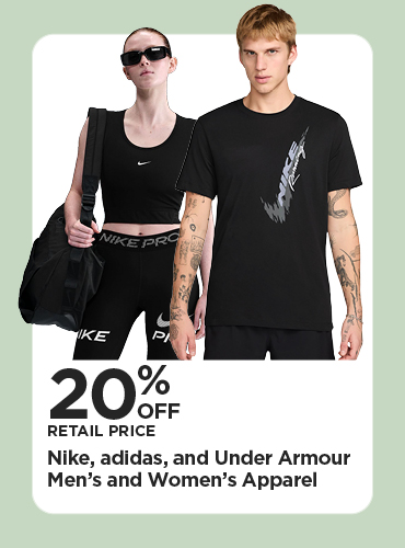 20% Off Retail Price Nike, adidas, and Under Armour Men's and Women's Apparel