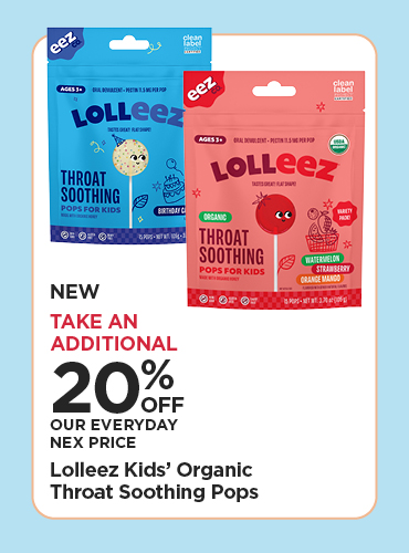 Take An Additional 20% Off Our Everyday NEX Price New! Lollees Kids Organic Throat Soothing Pops