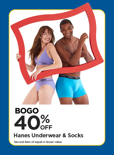 BOGO 40% Hanes Underwear & Socks