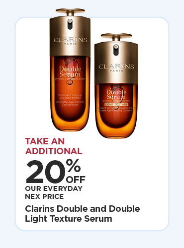 20% OFF EDLP Clarins Double Serum & Double Serum Light