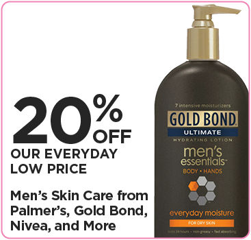 20% Off Men's Skin Care from Palmer's, Gold Bond, Nivea and More