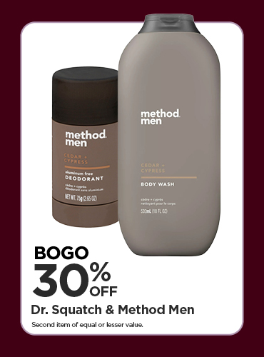 BOGO 30% Dr. Squatch & Method Men