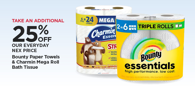 Bounty Paper Towels & Charmin Mega Roll Bath Tissue