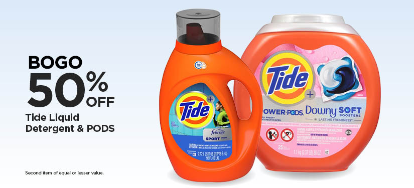 BOGO 50% Tide Liquid Detergent & PODS
