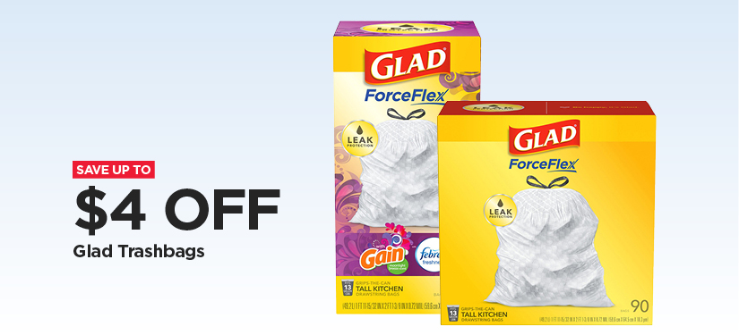 Up to $4 Off Glad Trash Bags