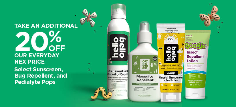 Take An Additional 20% Select Sunscreen, Bug Repellent, and Pedialyte Pops