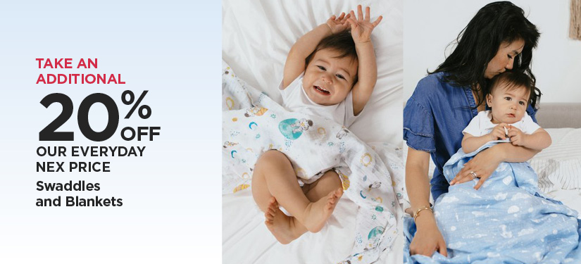 Take An Additional 20% Off Our Everyday NEX Price Swaddles and Blankets