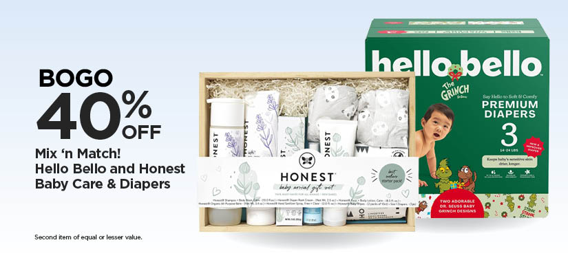 BOGO 40% Mix n' Match! Hello Bello and Honest Baby Care & Diapers
