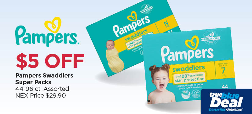 Take An Additional $5 Off Our Everyday NEX Price Pampers Swaddlers Super Packs