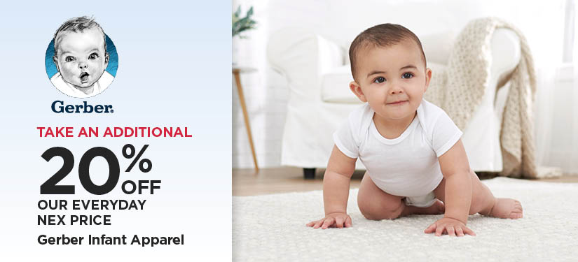 Take An Additional 20% Off Our Everyday NEX Price Gerber Infant Apparel