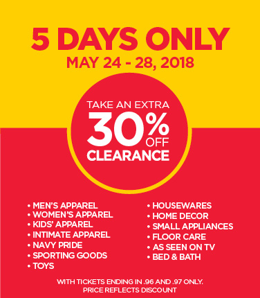 Additional 30% Off Select Clearance Products