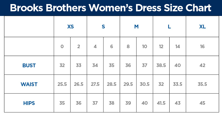 brooks brothers petite size chart