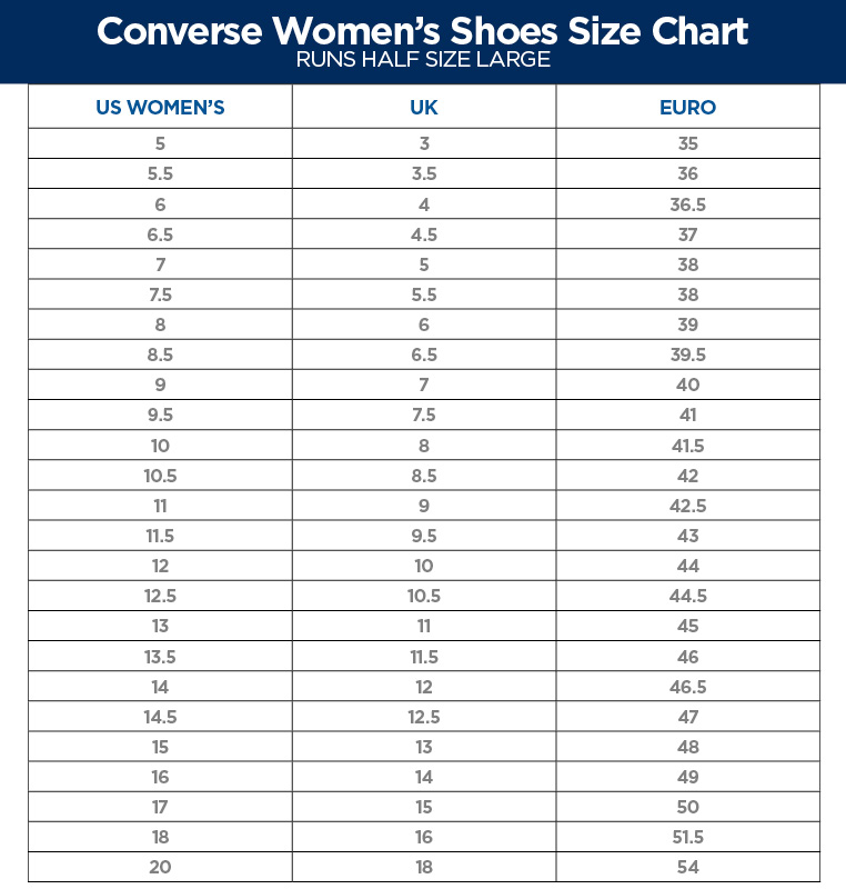 converse womens size chart