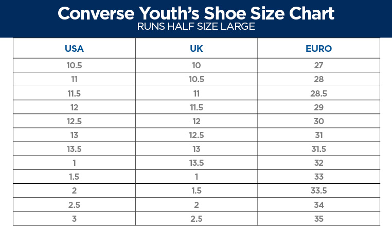 converse kids size chart