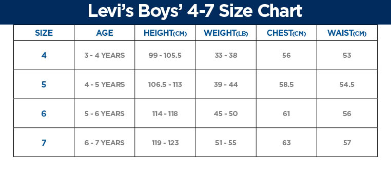 Levis kid size chart hotsell