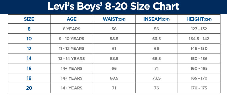 levis boys jeans size chart