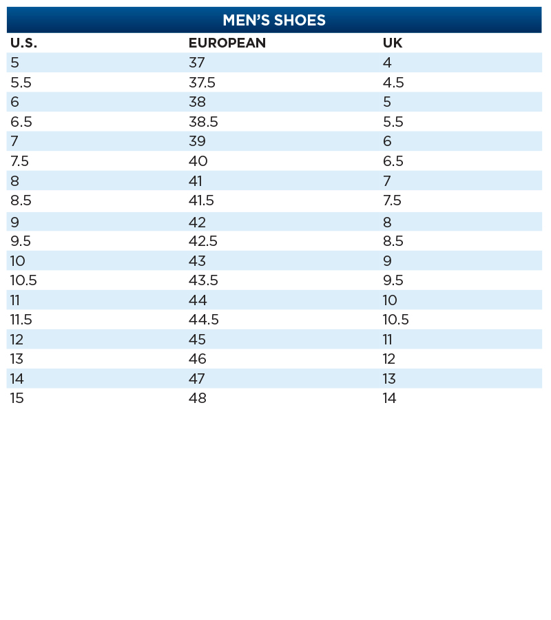 sperry boots size chart