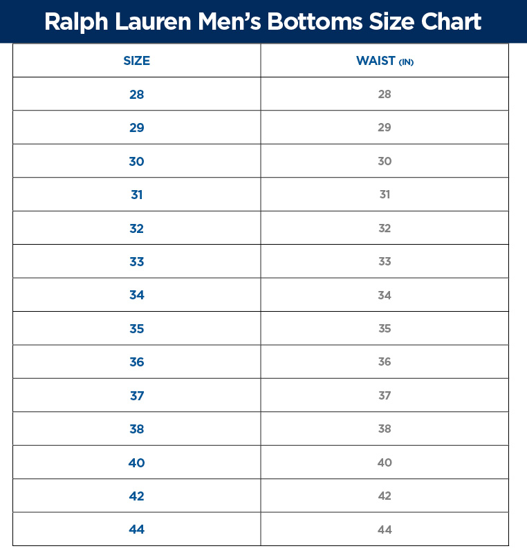 Polo Ralph Size Chart Mens