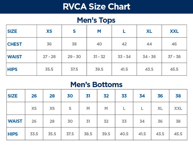 Rvca Boys Size Chart