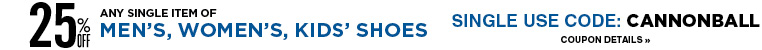 25% Off Any Single Item in Shoes