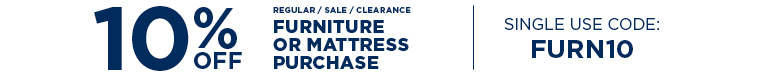 10% off Furniture Or Mattress Purchase with coupon code FURN10