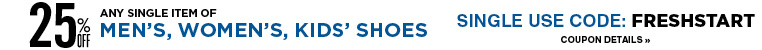 25% Off Any Single Item of Shoes