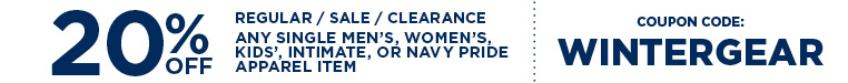 20% off Any Single Apparel Item
