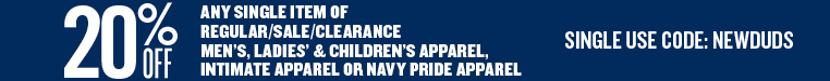 20% Off Any Single Item in Apparel