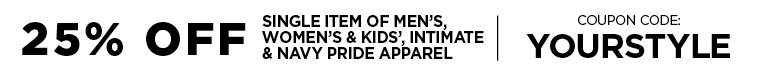 25% off Any Single Apparel Item