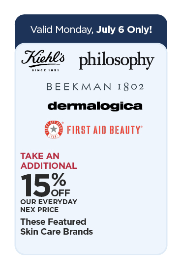 15% OFF EDLP Select Skincare Brands - Beekman 1802, Dermalogica, First Aid Beauty, Kiehls & Philosophy